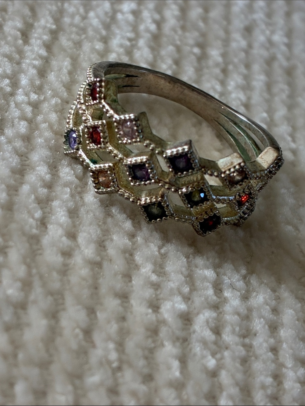 Set 2 Multicolor Cubic Zirconia Statement Rings - Picture 4 of 6